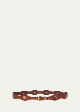 Etro Leather Belt with Jewel Studs