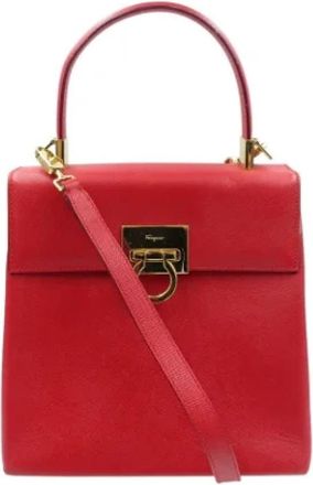 Ferragamo Tweedehands leren handtassen - Dames - Vintage Handtas - Rood - ONE Size - Leer - Vintage