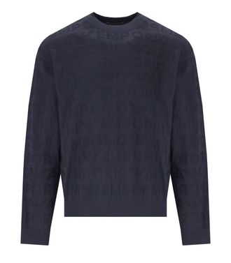Emporio Armani Navy Blue Monogram Crewneck Jumper