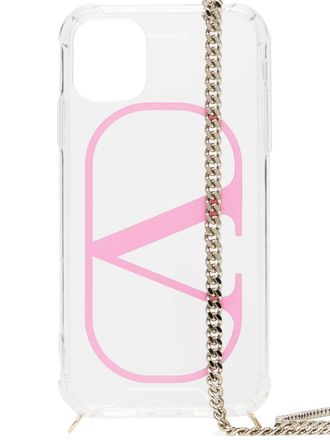 Valentino Garavani VLOGO iPhone 11 hoesje met ketting - Beige