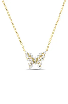 Bony Levy Getty 18k Gold Diamond Butterfly Pendant Necklace in 18K Yellow Gold at Nordstrom, Size 18