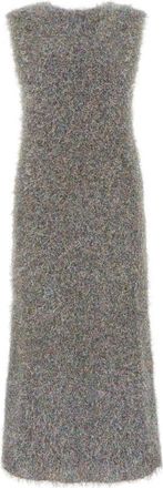 Jil Sander Midi jurk met V-hals en zonder mouwen - Dames - Casual kleedjes - Veelkleurig - S - Polyester - Kleedjes