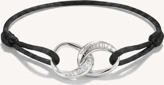 Thomas Sabo bracciale in tessuto nero con zirconi bianchi in argento, bianco, nero