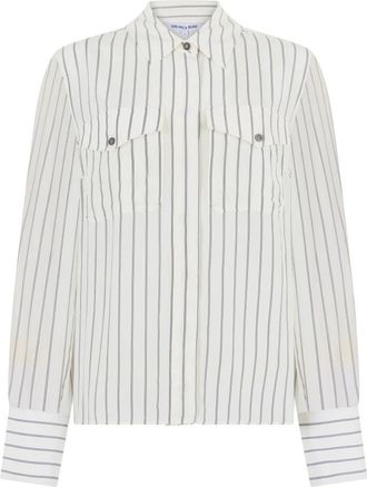 Veronica Beard Long Sleeve Striped Shirt - Dames - Overhemden - Wit - XS - Katoen - Overhemden