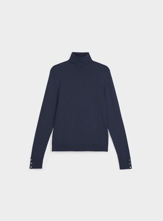 Contemporaine Womens Buttoned-sleeve turtleneck sweater