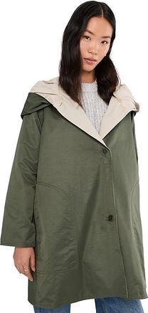 Eileen Fisher Cotton Nylon Reversible Hooded Coat Womens Jacket Bayleaf : MD, Nylon/Cotton
