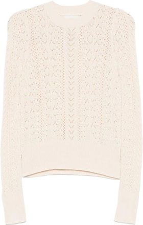Isabel Marant Round-neck Knitwear, female, Beige, S, Beige Jumper Stylish Cut Comfort Elegance