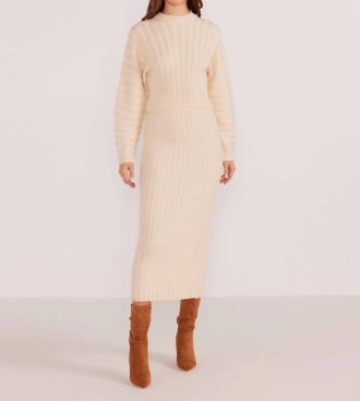Minkpink Layla Ribbed Midi Skirt In White