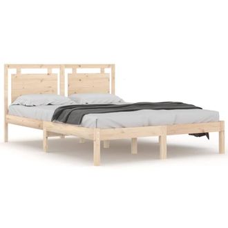 Berkfield Home Bed Frame Solid Wood 120x200 cm in Light Tan | Size: Small Double