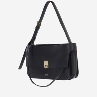 Ferragamo Womens Leather Shoulder Bag Cara Black Calf