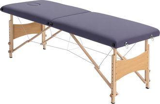 OEM Camilla De Masaje Plegable Con Marco De Madera Con Altura Regulable Y Bolsa De Transporte 186x60x61-87 Cm P&uacute;rpura