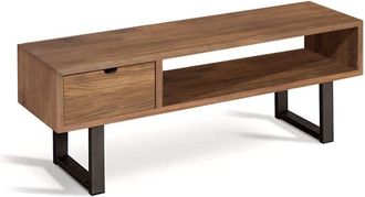 HOGAR 24 Mueble tv salón vintage cajón y estante madera maciza natural