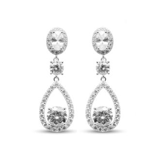 Luxenter 925 sterling zilveren oorbellen met briljante zirkonia rhodium afwerking - ruit