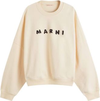Marni Logo Print Cotton Crewneck Sweatshirt, Brand Size 40 ( US Size 8 )