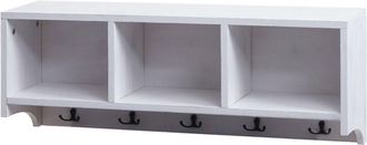 Hhg Mensola attaccapanni pensile 412 mdf da legno paulonia 30x80x20cm bianco shabby