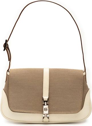 Gucci 2000-2015 Canvas Jackie O Flap shoulder bag - women - Calf Leather/Canvas/Leather/Cotton - One Size - Brown