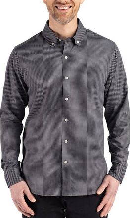 Cutter & Buck Skyline Epic Confidence Check Stretch Button-Down Shirt in Black/elemental Grey at Nordstrom, Size 4Xlt