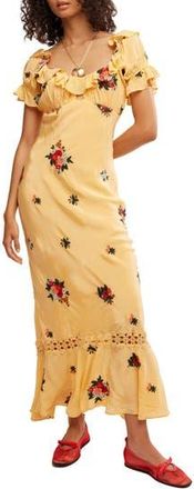 Free People Bali Santa Cruz Ruffle Dress in Golden Sands Combo at Nordstrom Rack, Size X-Large