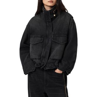AllSaints Clay Denim Jacket in Washed Black at Nordstrom, Size Large