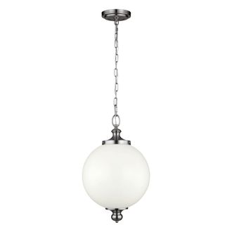 Netlighting Parkman 1 Light Large Globe Ceiling Pendant Polished Nickel E27 in Grey
