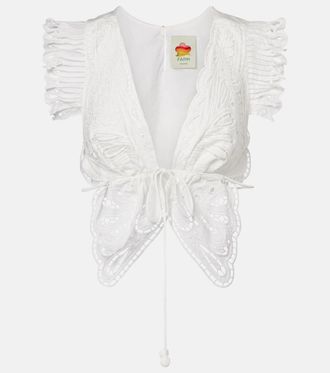 Farm Rio Broderie anglaise cotton top