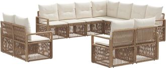 vidaXL Conjunto De Sof&aacute;s De Jard&iacute;n 11 Uds. Beige Rat&aacute;n Sint&eacute;tico Vidaxl