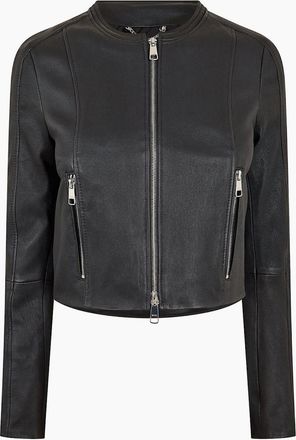 HUGO BOSS Womens Womens 10251863 01 Leather Jacket - Black - Size: 16