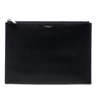 Saint Laurent Pre-owned Vintage Clutch - Dames - Pre-owned - Zwart - Maat: ONE Size Leer