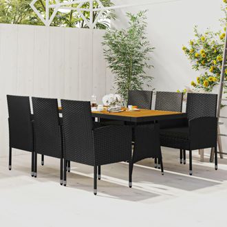 vidaXL Idaxl Juego De Comedor De Jard&iacute;n 7 Piezas Rat&aacute;n Sint&eacute;tico Negro Vidaxl
