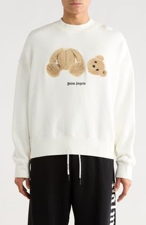 Palm Angels Bear Cotton Blend Sweatshirt in Off White Brown at Nordstrom Rack, Size X-Large