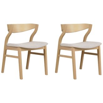 Beliani Beliani - Juego De 2 Sillas De Comedor De Estilo Retro Asiento Tapizado De Madera Contrachapada/madera De Caucho Clara Y Beige Maroa