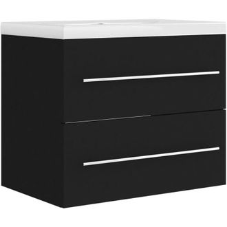 vidaXL Sink Cabinet with Built-in Basin Black Engineered Wood vidaXL