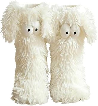 Generic Friends Cozy Socks, Womens Winter Warm Fuzzy Non-Slip Slipper Socks with Cute Big Eyes, Winter Home Socks