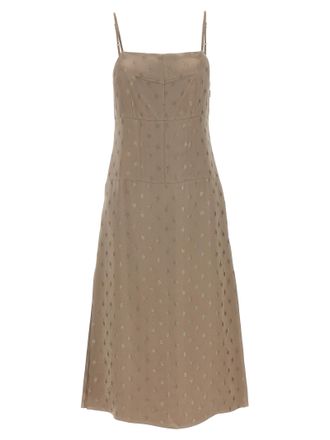 Fendi Gray Silk Midi Womens Dress