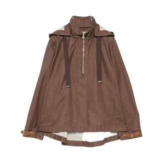 Herno Light Jackets, female, Brown, Size: M A-Shape Jacket in 3 Layers Linen