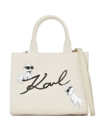 Karl Lagerfeld Ikon Signature tote bag - women - Recycled Cotton/Cotton - One Size - Neutrals