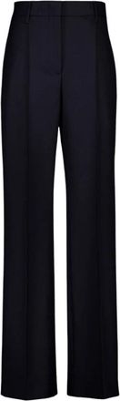 Prada Rechtgesneden Virgin Wool Broek - Dames - Wijde Broeken - Blauw - L - Broeken