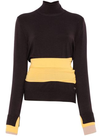 Fendi asymmetric sweater - women - Polyurethane/Polyamide/Wool/Viscose/Polyester - 40 - Purple