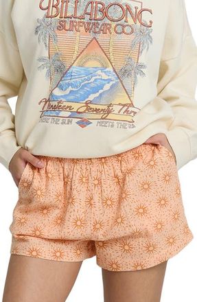 Billabong Sun Fade Print Shorts in Light Peach at Nordstrom, Size X-Small