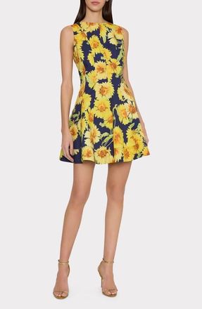 Milly Poppy Sunflower Sleeveless Fit & Flare Minidress in Navy Multi at Nordstrom, Size 12