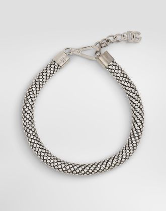 Dolce & Gabbana Tubular Choker With Rhinestones - Woman Bijoux Silver Metal Onesize