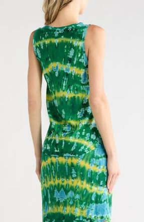 Young Fabulous & Broke The Harlow Tie Dye Satin Tank in Island Green Cub A Wash at Nordstrom Rack, Size Medium