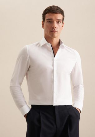 Seidensticker Businesshemd SEIDENSTICKER Schwarze Rose, Herren, Gr. XXL (45), normale &Auml;rmell&auml;ngen, weiss (wei&szlig;), 100% Baumwolle, unifarben, slim fit, 2-Knopf-Mansch