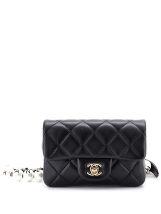 Chanel My Precious Pearls Waist Bag Quilted Lambskin Mini belt bag - Black
