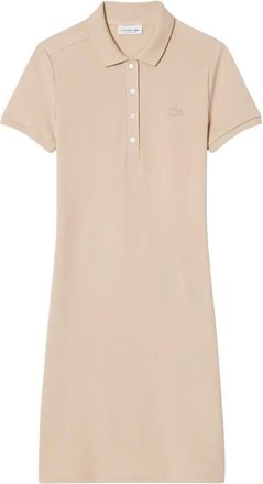 Lacoste Vestito Polo Slim Fit in Mini Piquet Stretch - Dames - Korte kleedjes - Beige - XS - Kleedjes
