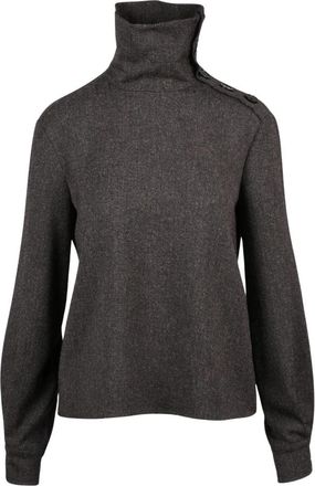 Patrizia Pepe Blouse met wijde zoom - Dames - Coltruien - Bruin - S - Polyester - Truien & Vesten