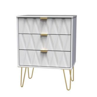 Welcome Furniture Glitz Ready Assembled Chest of Drawers with 3 Drawers - White Matt & White - Welcome Furniture | TJ Hughes