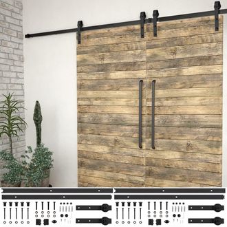 Berkfield Home Sliding Door Hardware Kits 2 pcs 183 cm Steel Black