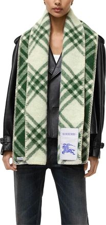 Burberry Check Wool Scarf - Green