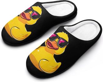 Generic Rubber Duck With Sunglasses Mens Warm Slippers Non-Slip Sole Winter Rubber Cotton Shoes for Bedroom